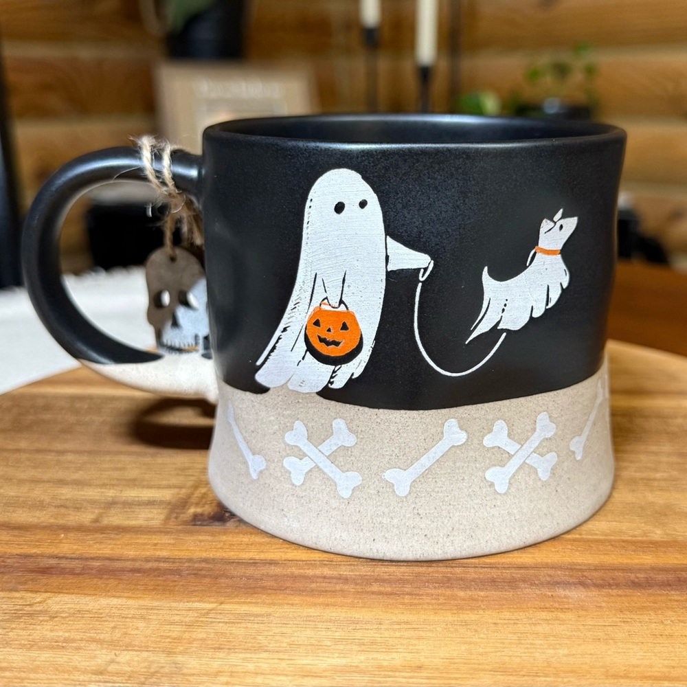 GHOST WALKING GHOST DOG Ceramic HALLOWEEN Mug - Picture 5 of 5